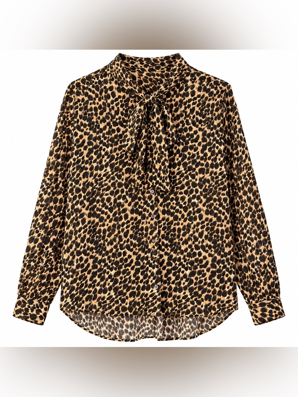 J. Crew Factory Leopard Drapey Tie-Neck Blouse 🐆🤎